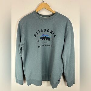 Patagonia Uprisal Crew Sweatshirt Gray Bear Logo Built To Endure Long Sleeve